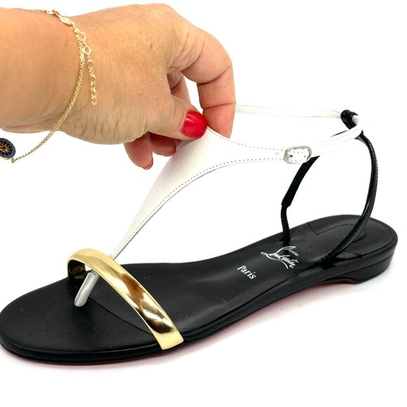 Christian Louboutin ATHINITA Athina T Strap Flat Gladiator Sandals Shoes - Picture 8 of 16